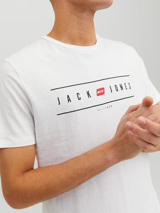 Ανδρικό t-shirt με στάμπα JACK & JONES 12221011 ΛΕΥΚΟ