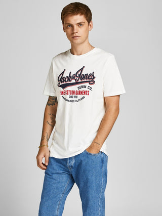 Ανδρικό t-shirt με στάμπα JACK & JONES 12199474 OFF WHITE