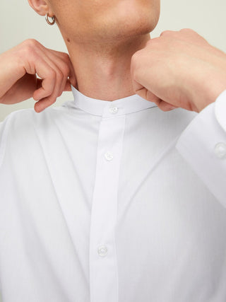 Ανδρικό πουκάμισο με mao γιακά JACK & JONES 12205921 ΛΕΥΚΟ