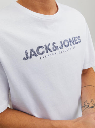 Ανδρικό t-shirt με στάμπα JACK & JONES 12234759 ΛΕΥΚΟ