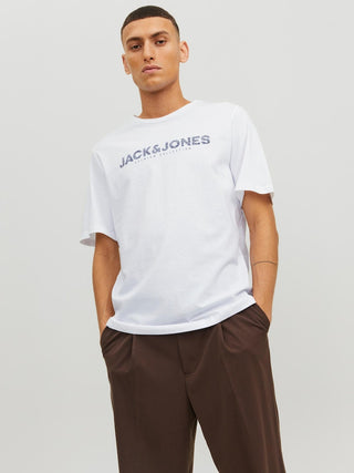 Ανδρικό t-shirt με στάμπα JACK & JONES 12234759 ΛΕΥΚΟ