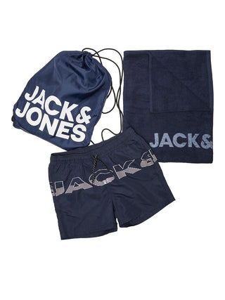 Ανδρικό σετ μαγιό-πετσέτα τσάντα JACK & JONES 12210404 ΜΠΛΕ