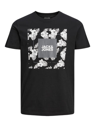 Ανδρικό t-shirt με στάμπα JACK & JONES 12224165 ΜΑΥΡΟ