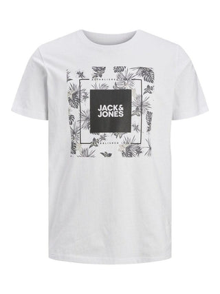 Ανδρικό t-shirt με στάμπα JACK & JONES 12224165 ΛΕΥΚΟ