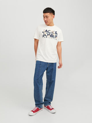 Ανδρικό t-shirt JJBECS SHAPE TEE SS CREW NECK JACK & JONES 12224688 Cloud Dancer S23