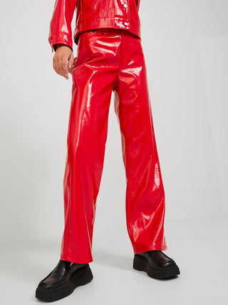 Γυναικείο παντελόνι δερματίνη slim straight fit JJXX JACK & JONES 12201557 Chinese Red NOOS