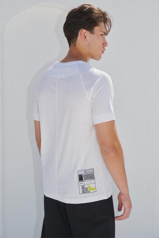 Ανδρικό t-shirt με στάμπα πίσω χαμηλά P/COC P-1471 ΛΕΥΚΟ