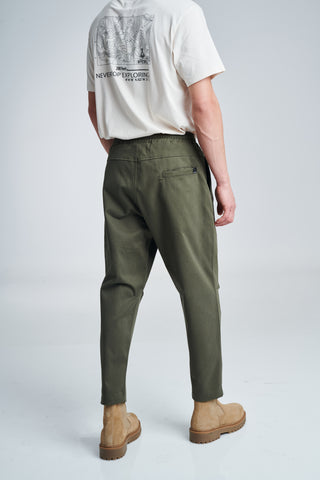 Ανδρικό παντελόνι με κορδόνι και λάστιχο στην μέση P/COC P-1555 ΧΑΚΙ