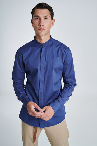 Ανδρικό πουκάμισο με mao γιακά P/COC P-1557 ΜΠΛΕ