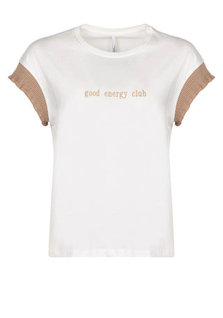 Γυναικείο t-shirt με κέντημα μπροστά TIFFOSI 10048572 Cream