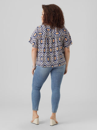 Γυναικεία μπλούζα κοντομάνικη all over print curve VERO MODA 10292455  Navy Blazer