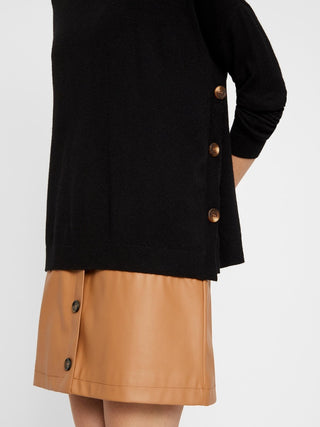 Γυναικείο πλεκτό πουλόβερ o-neck με κουμπιά στο πλάι VERO MODA 10255422 ΜΠΕΖ