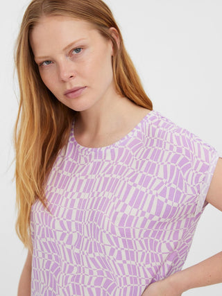 Γυναικεία μπλούζα κοντομάνικη all over print VERO MODA 10254498 ΛΙΛΑ