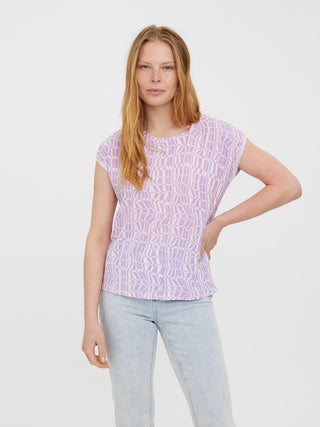 Γυναικεία μπλούζα κοντομάνικη all over print VERO MODA 10254498 ΛΙΛΑ