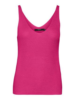 Γυναικείο top πλεκτό αμάνικο V-neck VERO MODA 10281877 Pink Yarrow NOOS