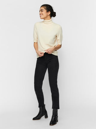 Γυναικεία πλεκτή μπλούζα ζιβάγκο με 2/4 μανίκια VERO MODA 10254074 ΕΚΡΟΥ