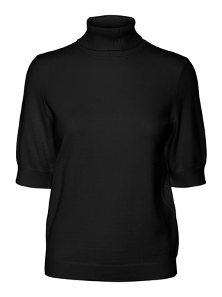 Γυναικεία πλεκτή μπλούζα ζιβάγκο με 2/4 μανίκια VERO MODA 10254074 ΜΑΥΡΟ