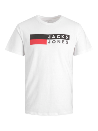 Ανδρικό t-shirt με στάμπα JACK & JONES 12151955 ΛΕΥΚΟ NOOS