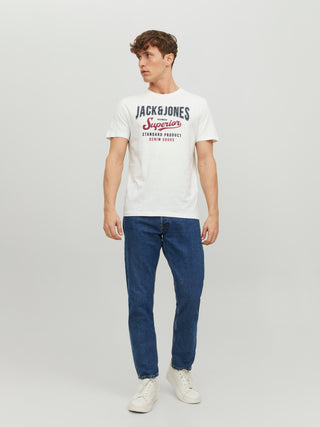 Ανδρικό t-shirt με στάμπα JACK & JONES 12220500 ΛΕΥΚΟ