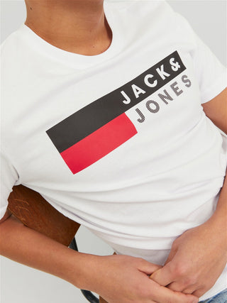 Ανδρικό t-shirt με στάμπα JACK & JONES 12151955 ΛΕΥΚΟ NOOS
