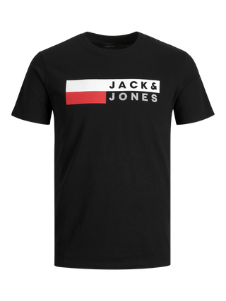 Ανδρικό t-shirt με στάμπα JACK & JONES 12151955 ΜΑΥΡΟ NOOS