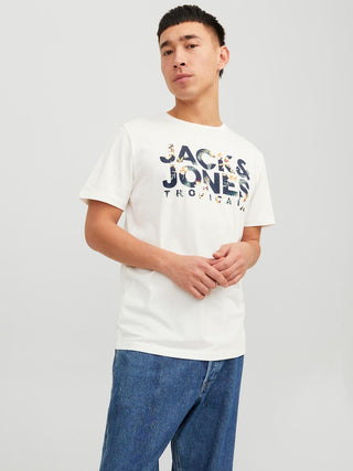 Ανδρικό t-shirt JJBECS SHAPE TEE SS CREW NECK JACK & JONES 12224688 Cloud Dancer S23